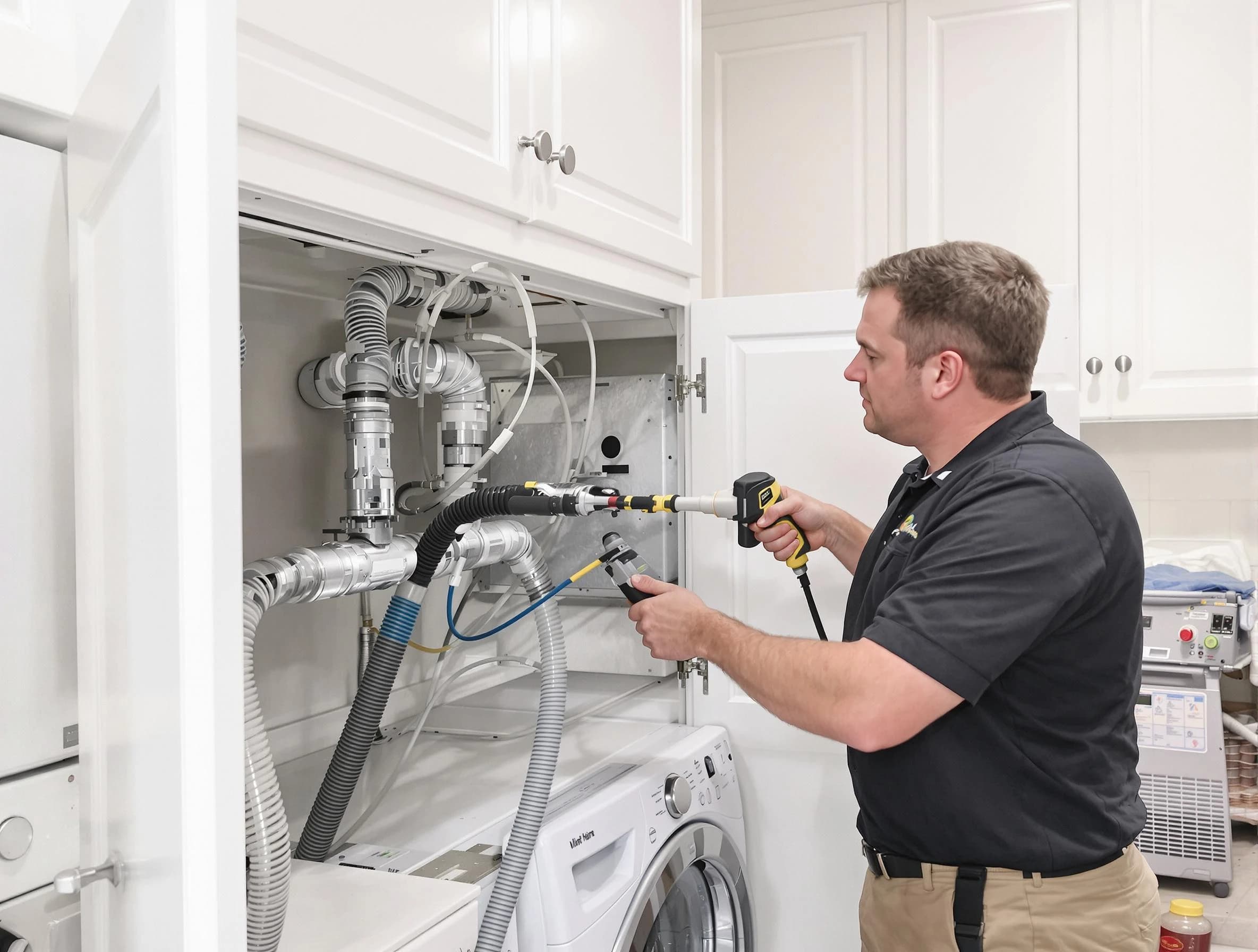 Hyrum Dryer Vent Cleaning professional removing severe blockage from a clogged dryer vent in Hyrum