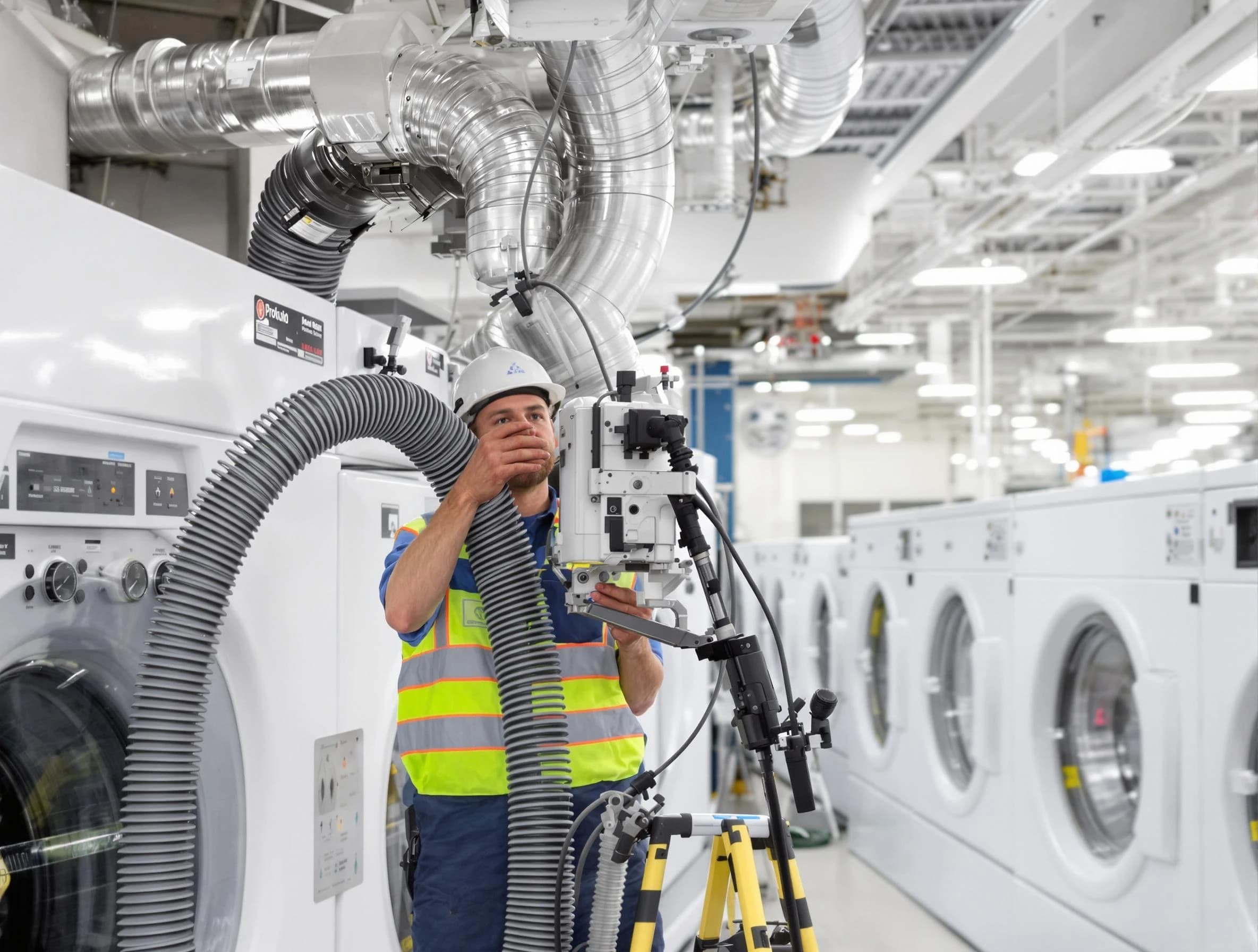 Hyrum Dryer Vent Cleaning team performing commercial-grade dryer vent cleaning at a business facility in Hyrum