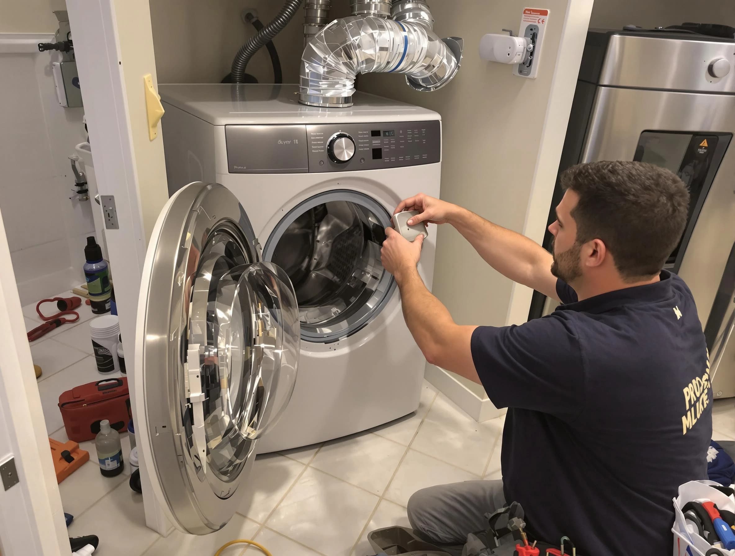 Hyrum Dryer Vent Cleaning technician performing precise dryer vent hose installation in Hyrum