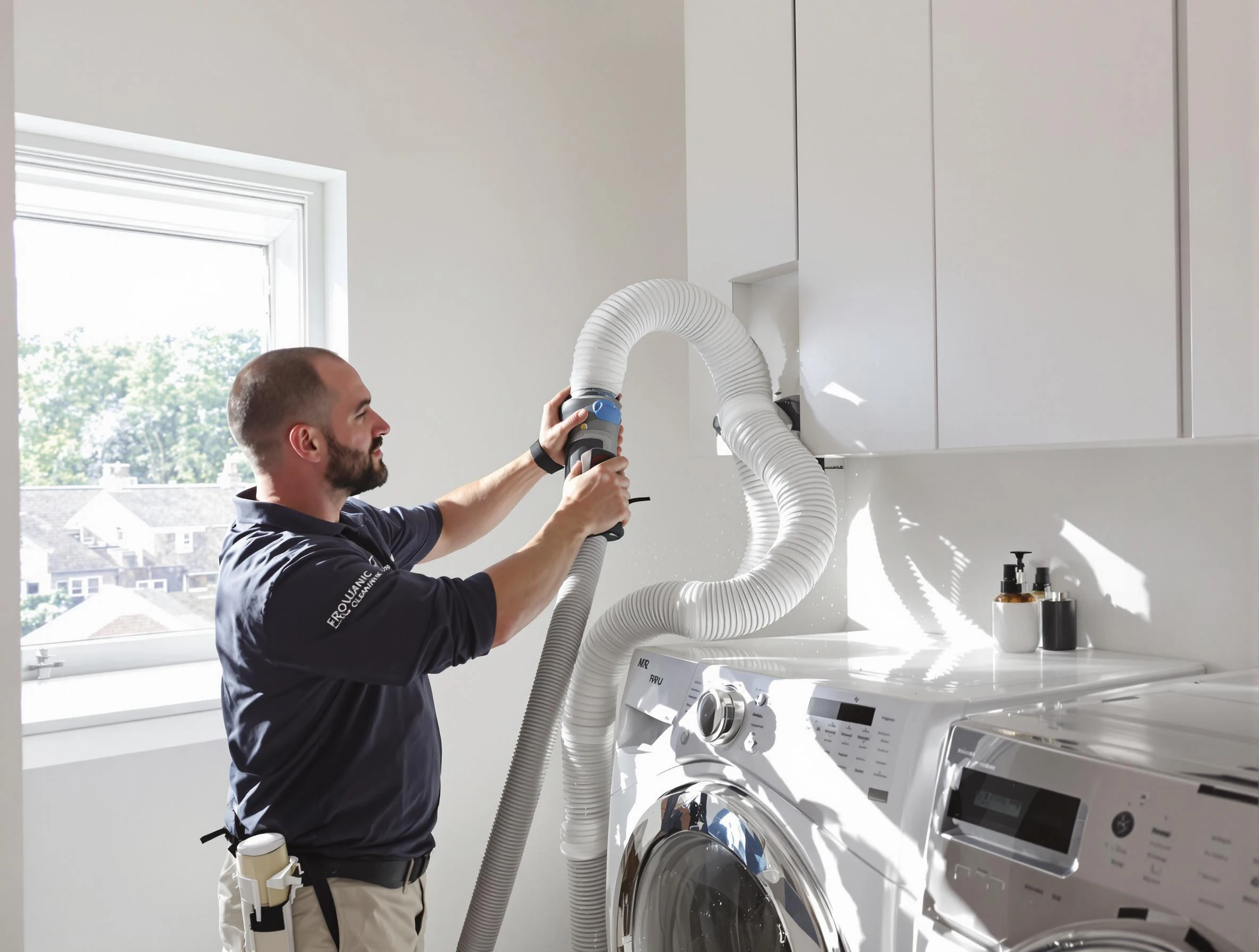 Certified Hyrum Dryer Vent Cleaning technician performing dryer vent cleaning in Hyrum