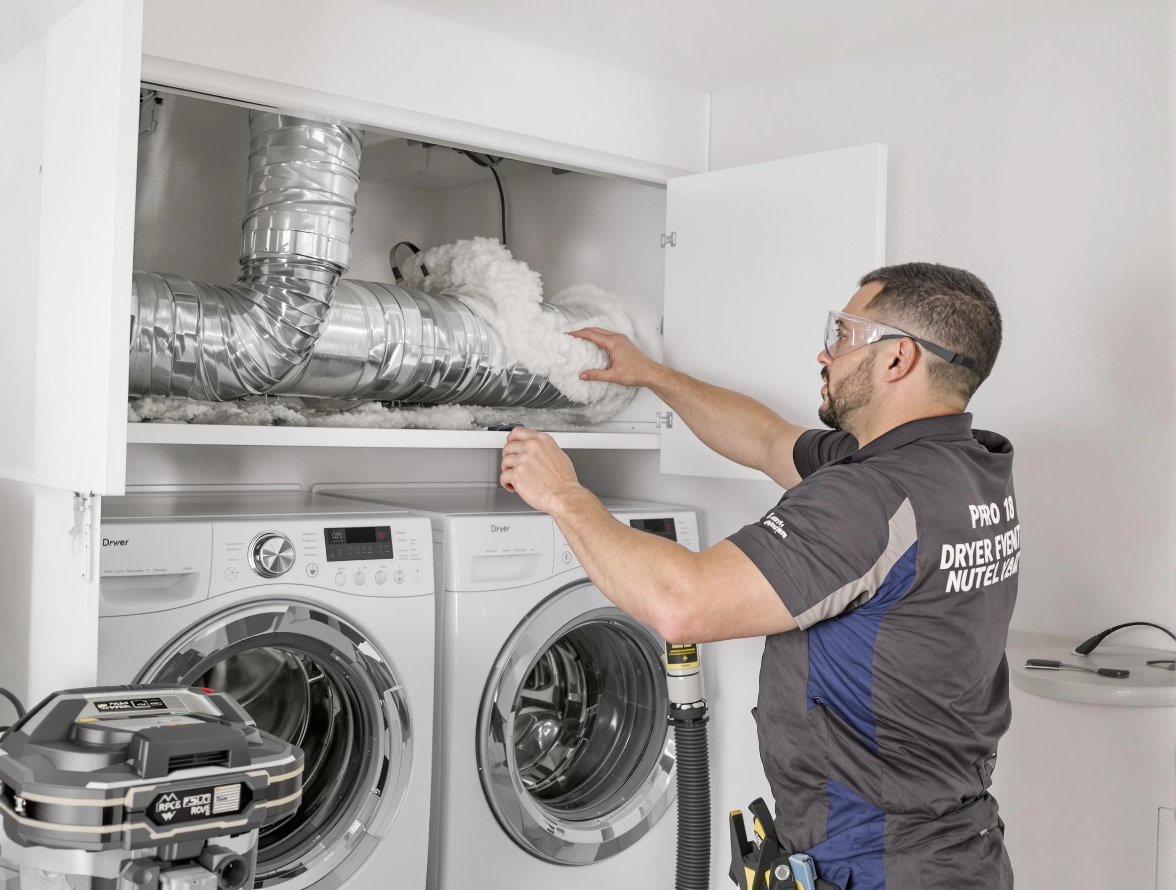Hyrum Dryer Vent Cleaning certified technician performing specialized gas dryer vent cleaning in Hyrum